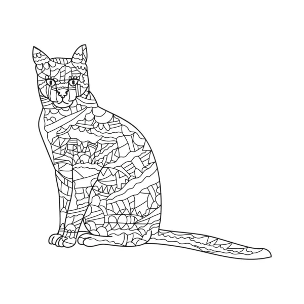 Umriss Einer Katze Auf Weißem Hintergrund Doodle Illustration — Stockvektor
