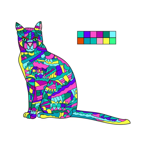 Obrys Kočky Bílém Pozadí Doodle Ilustrace — Stockový vektor