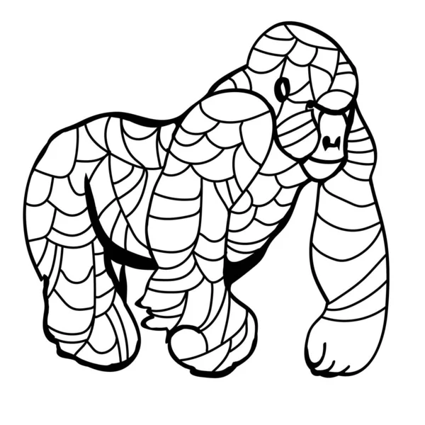 Obrys Gorily Bílém Pozadí Doodle Ilustrace — Stockový vektor