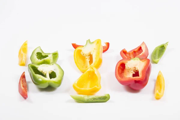 Červená, zelená, žlutá paprika — Stock fotografie