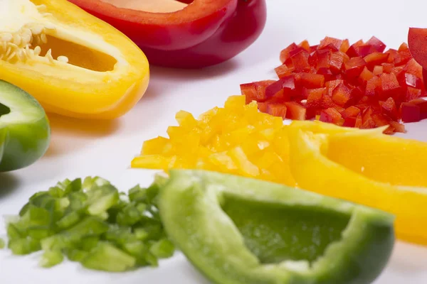 Vermelho, verde, páprica amarela — Fotografia de Stock