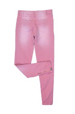 pembe çizgili kot, arka görüş. beyaz izole