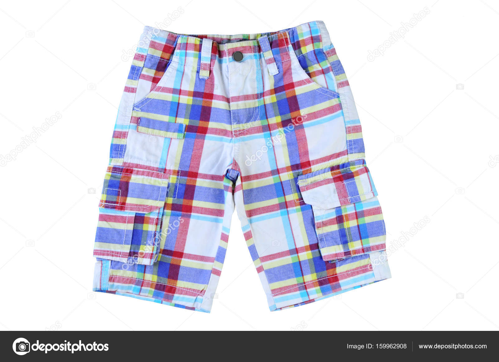 Boys checkered shorts on white background. — Stock Photo © joaninha777