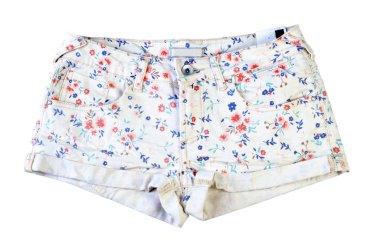 kadın kot şort izole üzerinde beyaz arka plan 