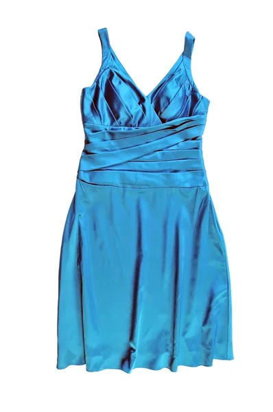 Elegante vestido sobre fondo blanco. vestido de noche azul femenino — Foto de Stock