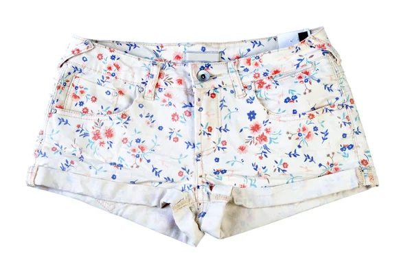 kadın kot şort izole üzerinde beyaz arka plan 