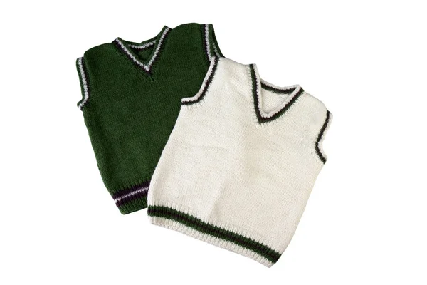 Kinder strickten Weste isoliert auf weiß. Pullover für Kinder — Stockfoto