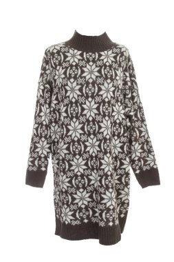 Norveç desenli örülmüş elbise, beyaz arka taraflarda izole edilmiş.