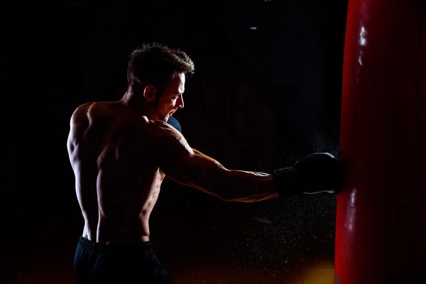 Boxer and punching bag — Stock Photo, Image