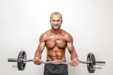 Strong man with weight bar clipart