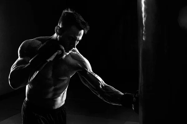 Boxer and punching bag — Stock Photo, Image