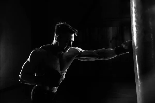 Boxer and punching bag — Stock Photo, Image