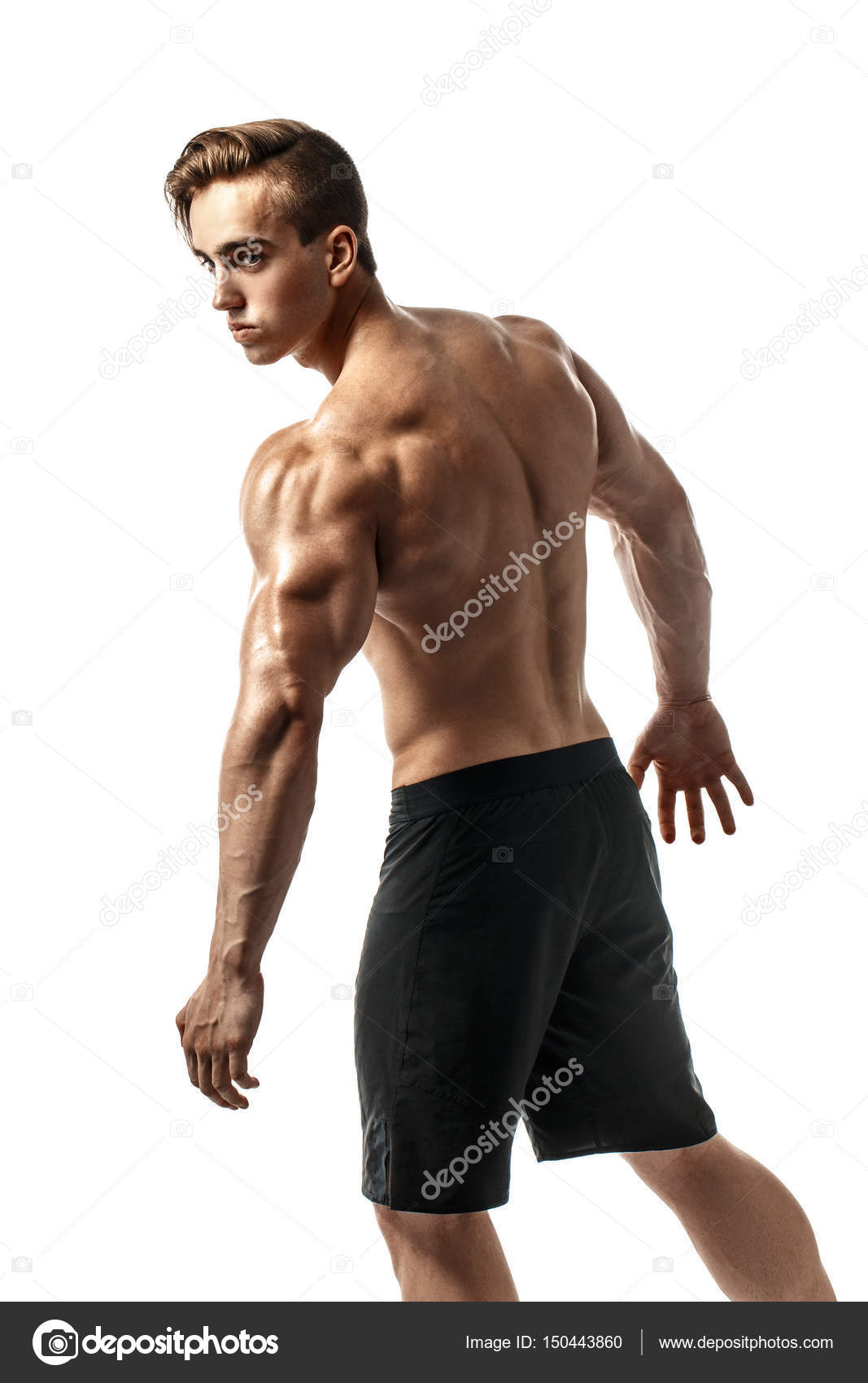 Back pose of man pointing at copy space area. Full length shot Stock Photo  - Alamy