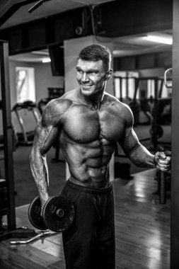 Pazı için egzersiz yaparak genç vücut geliştirmeci