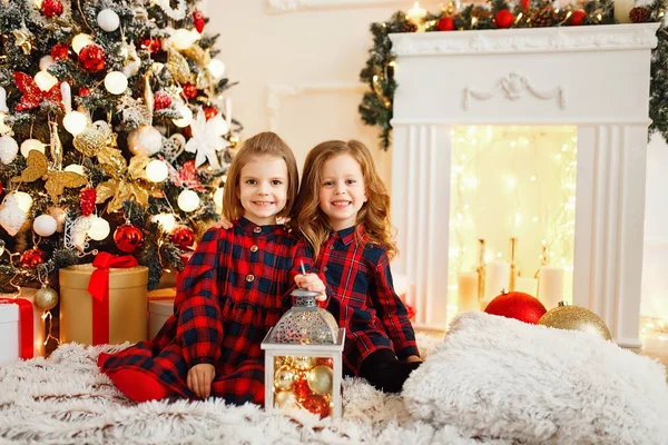 Filles sous l'arbre de Noël — Photo