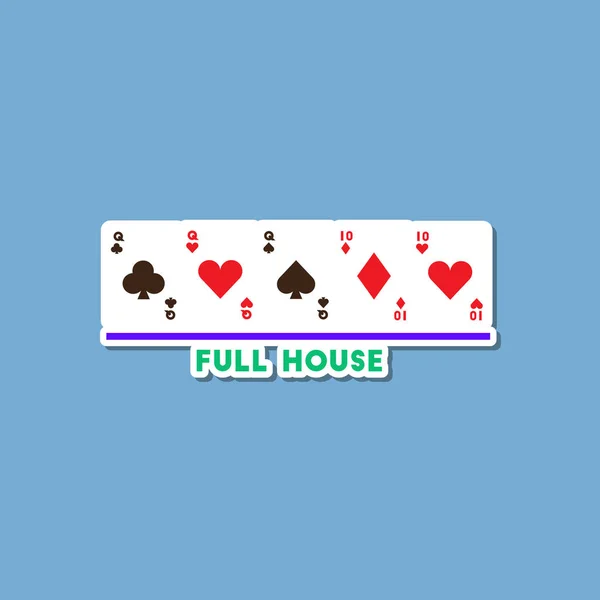 paper sticker on stylish background poker full house