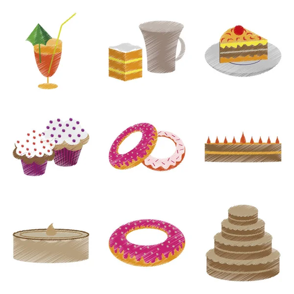 assembly flat shading style icons Desserts for coffee