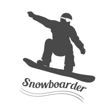 Beyaz arka plan üzerinde izole snowboard siluet. Vektör çizim. 