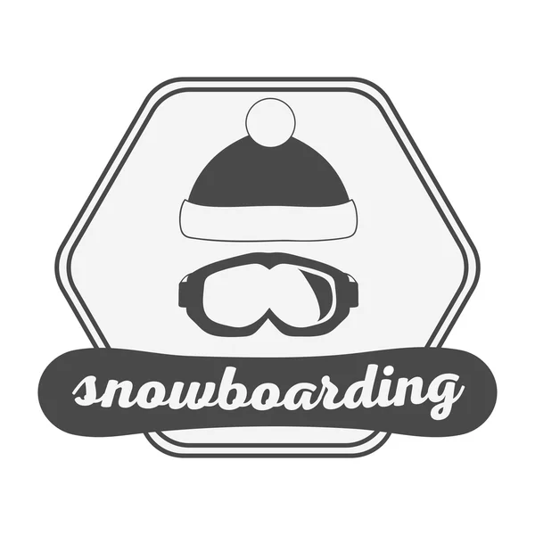 Etiqueta de snowboard y logotipo. Ilustración vectorial. Equipo snowboarder . — Vector de stock