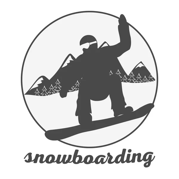 Snowboard Etikett und Logo. Vektorillustration. Snowboardausrüstung. — Stockvektor