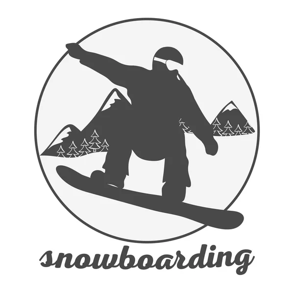 Snowboard címke és logó. Vektoros illusztráció. Snowboardos felszerelés. — Stock Vector