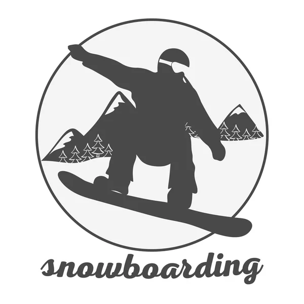 Snowboard etikett och logotyp. Vektorillustration. Snowboardåkare utrustning. — Stock vektor