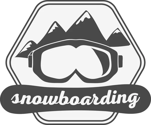 Snowboard Etikett und Logo. Vektorillustration. Snowboardausrüstung. — Stockvektor