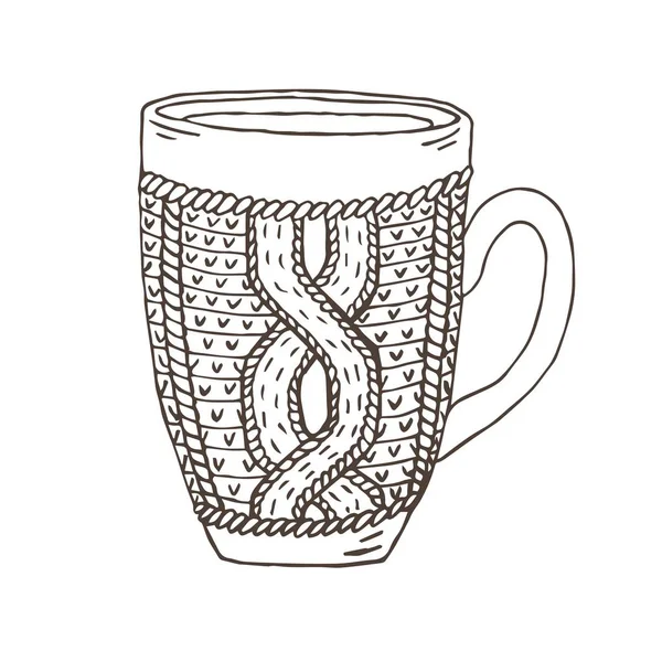 Coupe tricotée dessinée à la main. Illustration vectorielle . — Image vectorielle