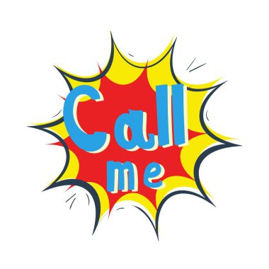 Komik konuşma balonu. Pop art comic etiket. Beni ara.