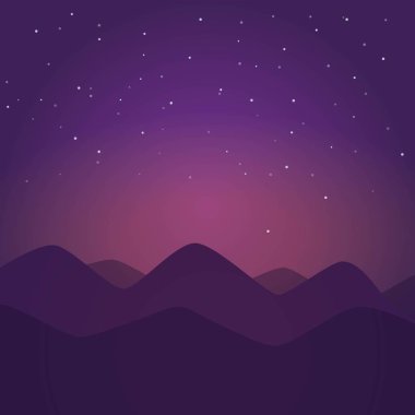 Gece manzara dağlar. Vektör çizim.