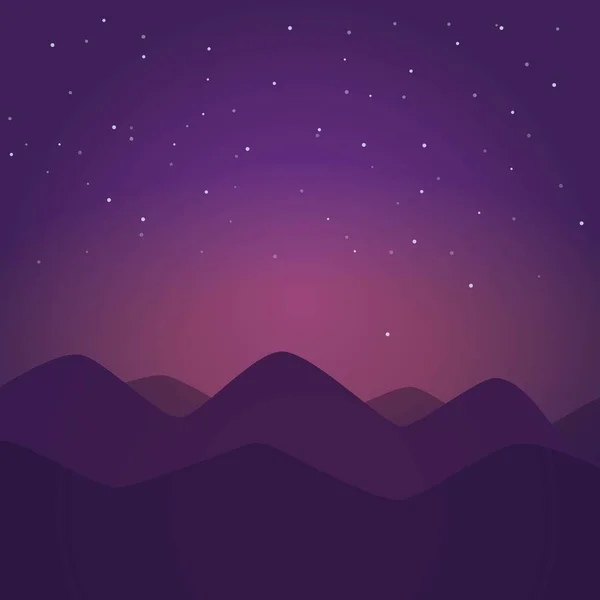 Paysage nocturne avec montagnes. Illustration vectorielle . — Image vectorielle
