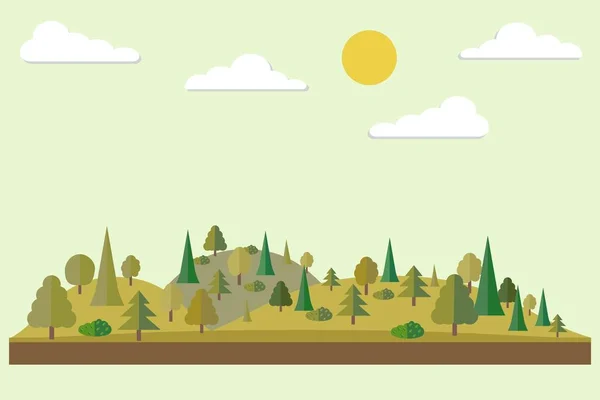 Bosque en estilo plano. Bosque de otoño. Vida silvestre. Eco estilo de vida. Vista al bosque. Ilustración vectorial — Archivo Imágenes Vectoriales
