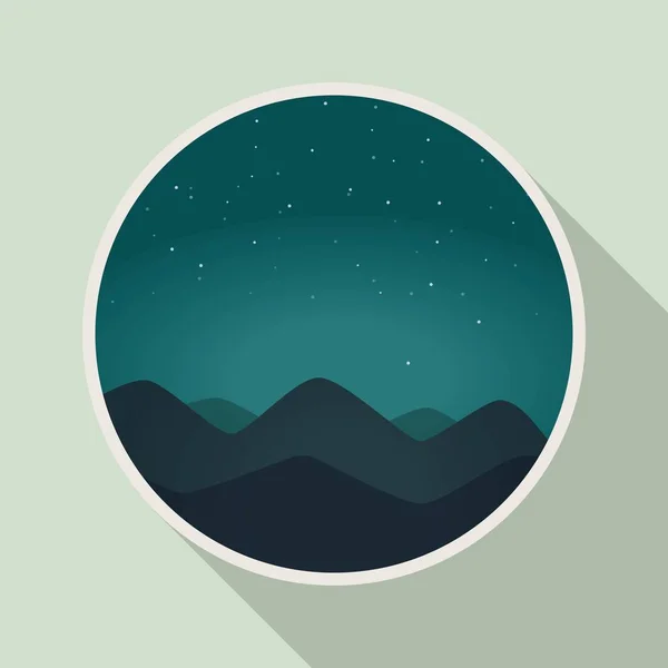 Night landscape icon in flat style. Vector illustration. — Stock Vector