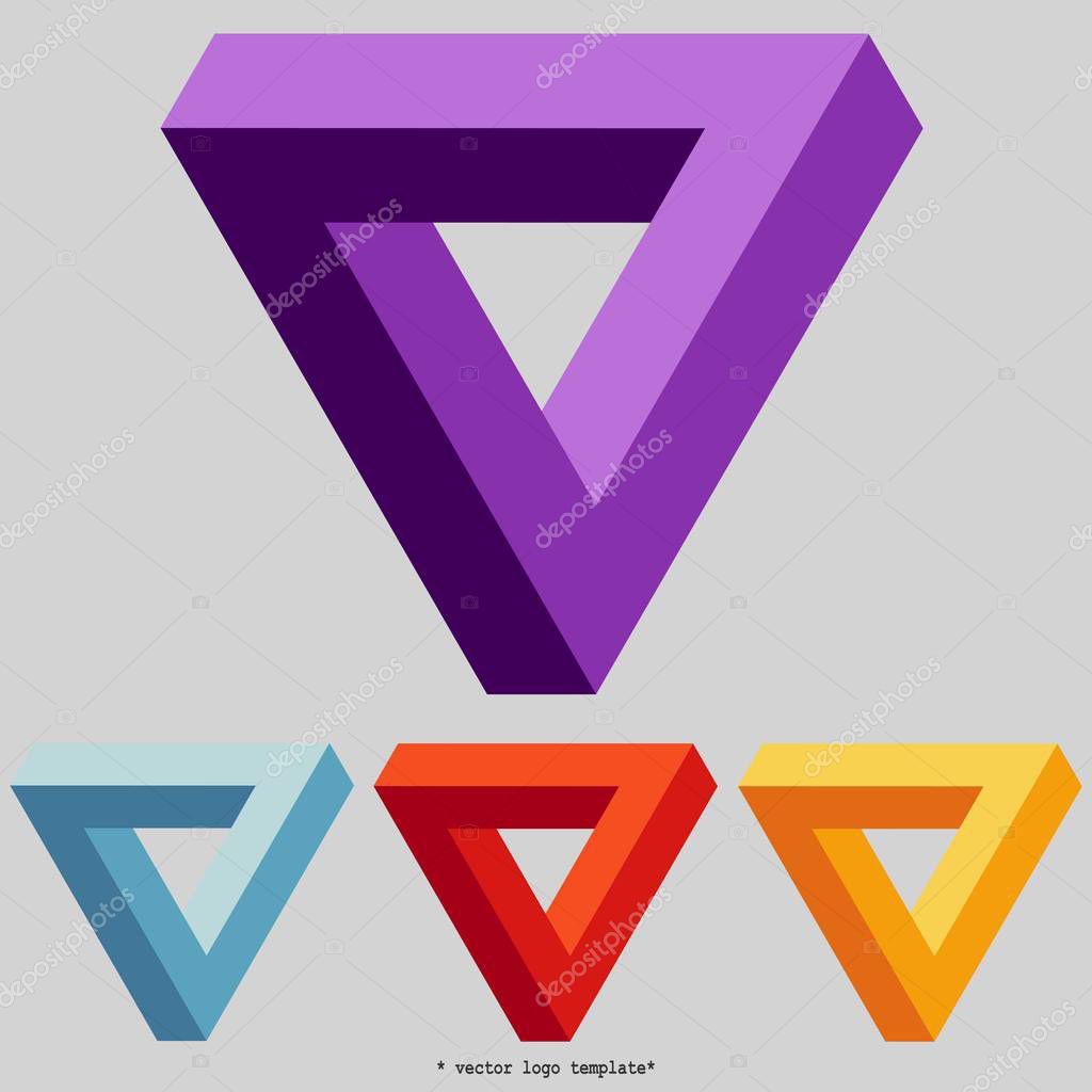 Penrose triangle. Vector logo template. Impossible triangle shape.
