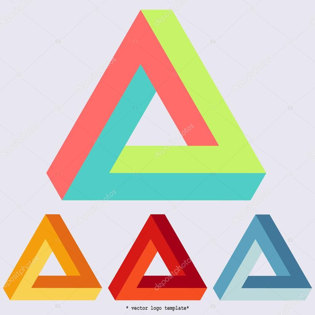 Penrose triangle. Vector logo template. Impossible triangle shape.
