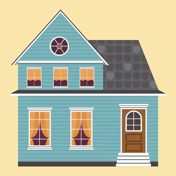Dettagliata casa piatta colorata . — Vettoriale Stock