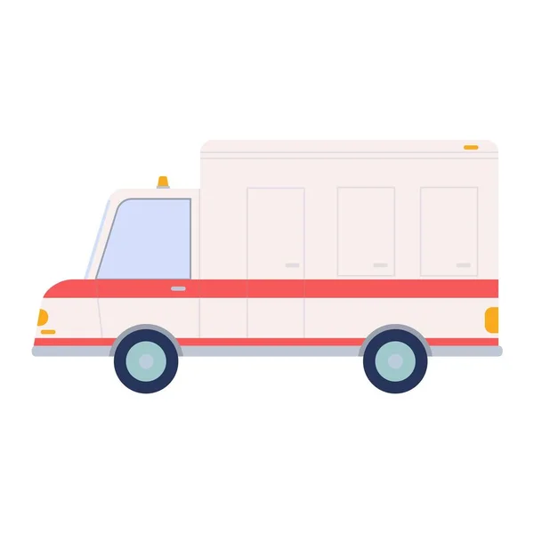 Ambulans Araba Beyaz Arka Plan Üzerinde Izole Düz Stilde Düz — Stok Vektör