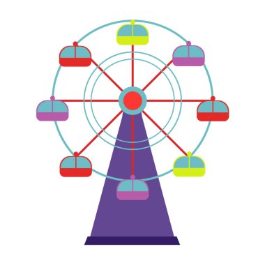 Düz stil simgesinde eğlence parkı. Beyaz arka plan üzerinde izole aile cazibe. Atlı karınca, dolambaçlı, atlıkarınca. 
