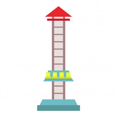 Düz stil simgesinde eğlence parkı. Beyaz arka plan üzerinde izole aile cazibe. Atlı karınca, dolambaçlı, atlıkarınca. 