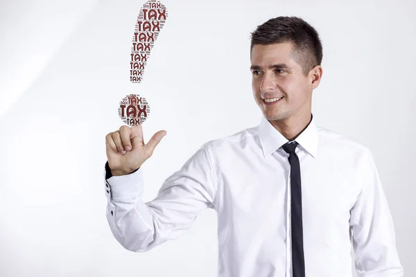 TAX - Young businessman touching word cloud — Stock Photo, Image