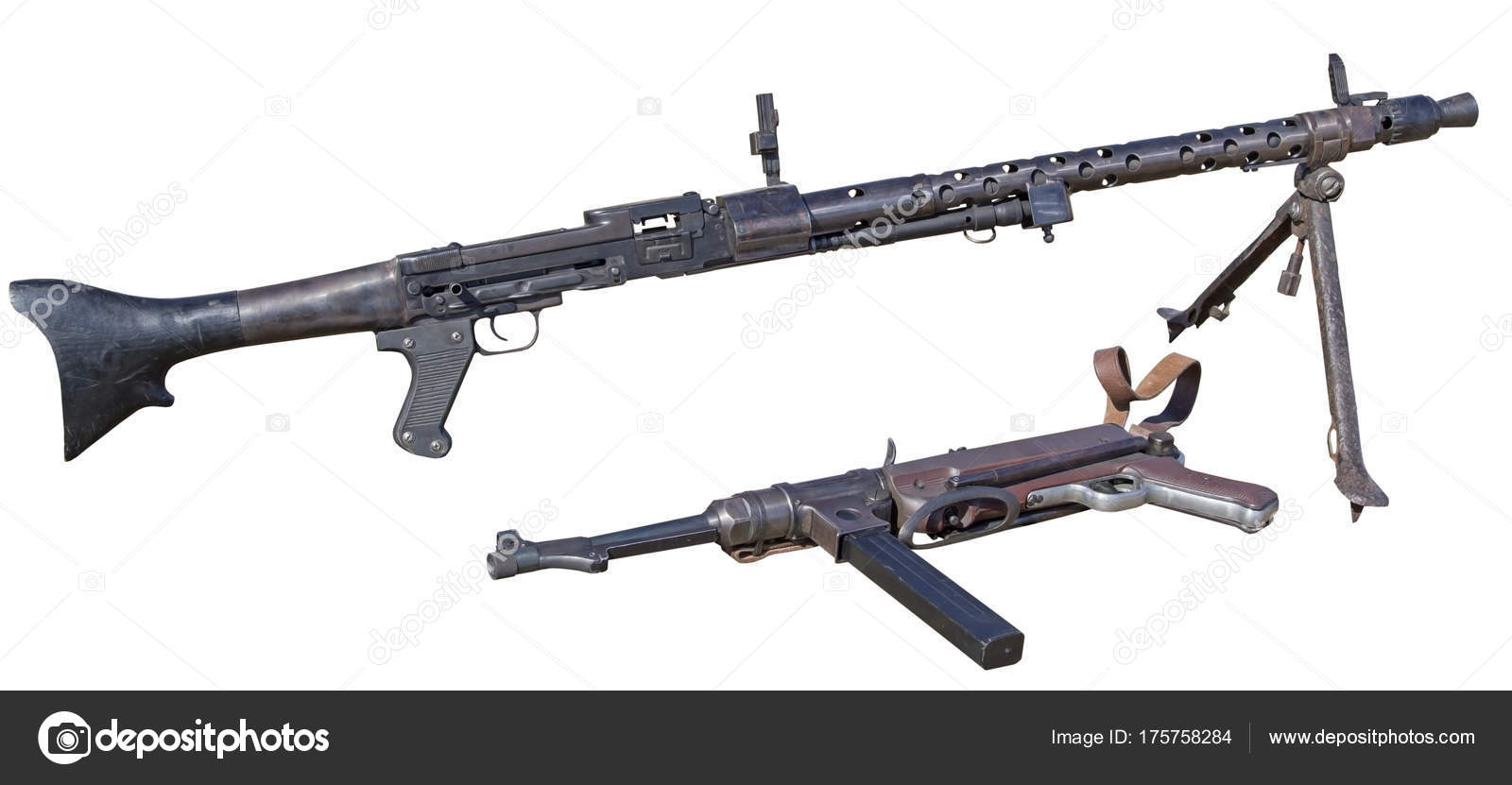 German Mp40 Submachine Gun And Machine Gun Isolated On White Stock Photo C Vega 240 175758284