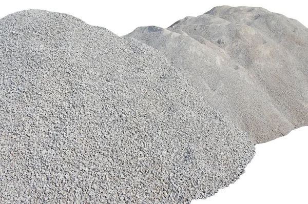 Pile of gravel on white background