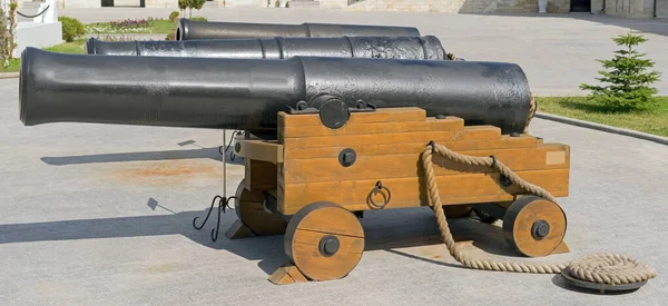 Old ship cannons in the museum. Guns concern to the Crimean war of 1854.