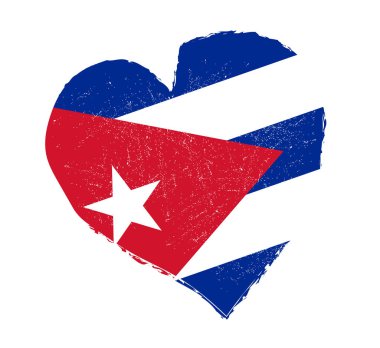 Küba bayrağı grunge kalp şeklinde. 
