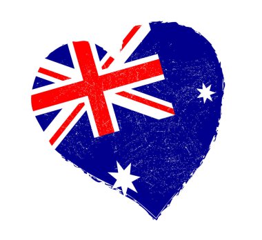  Avustralya bayrağı grunge kalp şeklinde. 