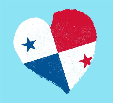 Panama bayrak grunge kalp şeklinde. 