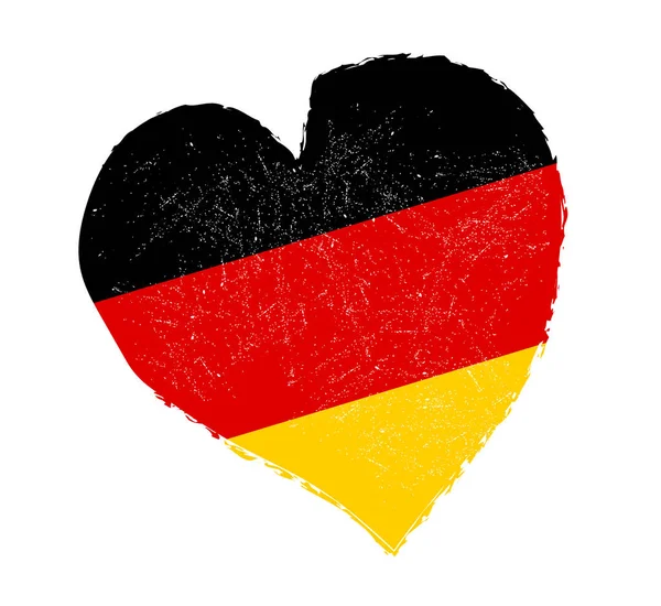 Drapeau Allemagne en forme de coeur grunge . — Image vectorielle