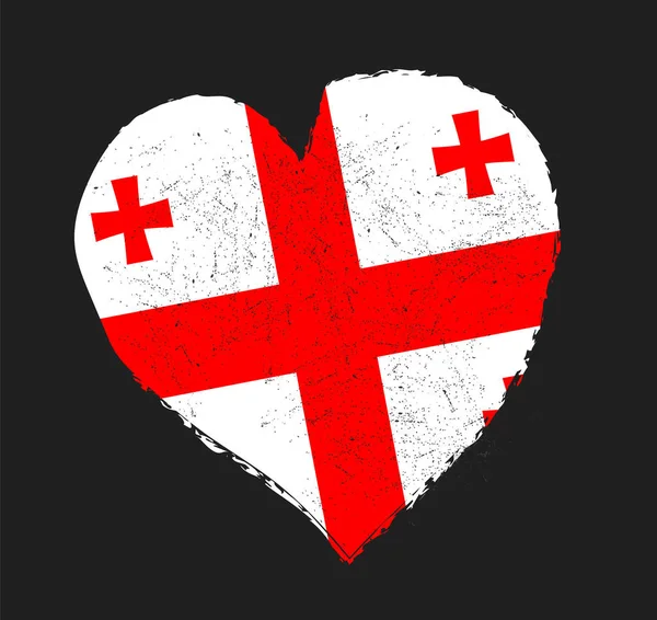 Grunge Georgia bayrak kalp şeklinde — Stok Vektör