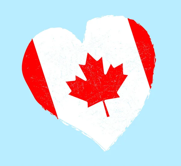 Bandera de Canadá en forma de corazón grunge — Vector de stock