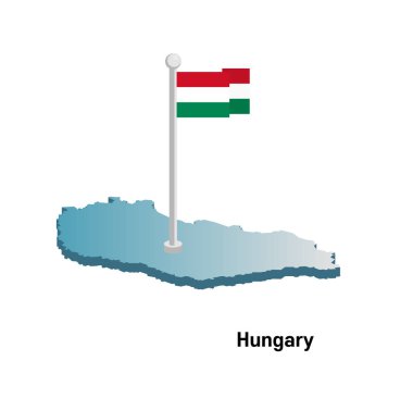 Macaristan ulusal bayrak ile 3d vektör harita 
